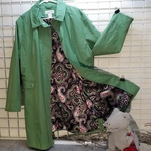 Preston & York Green Trenchcoat w/Paisley Liner XL